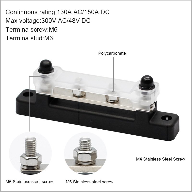 250A Red M8 Busbar With 4 Stud for Electric Car RV Marine Solar