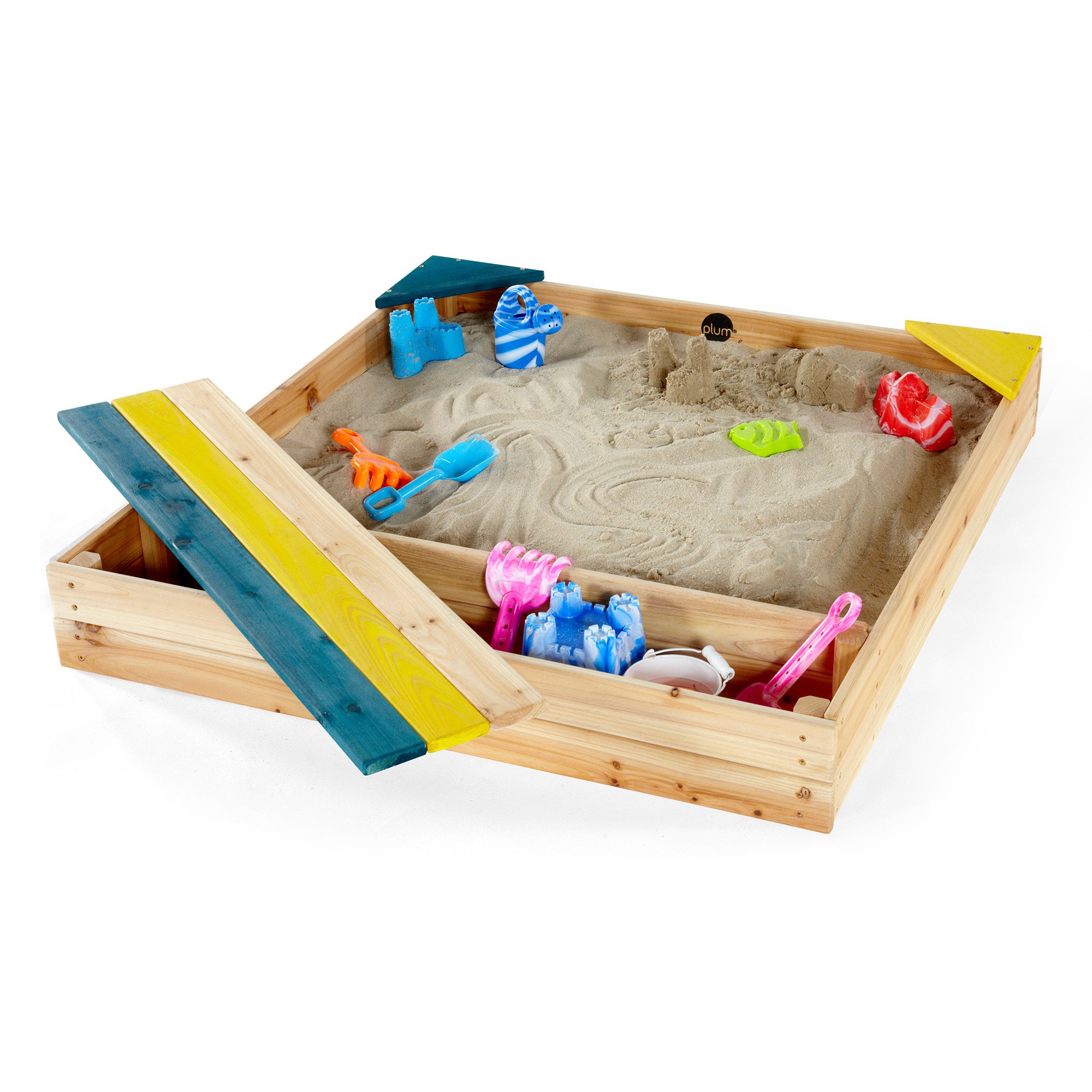 Kids Outdoor Wooden Sandbox Sandpit Wooden Waterproof Cover Playground Equipment for Outdoor Play Area