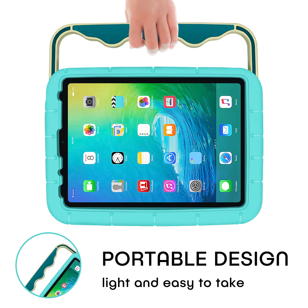 HGD Multiple Colors Boating Cartoon Design Kids Tablet Case & Cover for iPad air 3 2019 iPad 10.2 with Strap Handle
