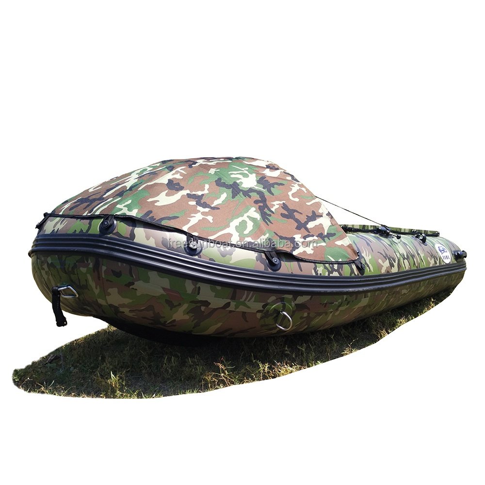 19ft Camou PVC Inflatable Boat With Aluminum Flat Floor and Windshield Boat Cover for Sale