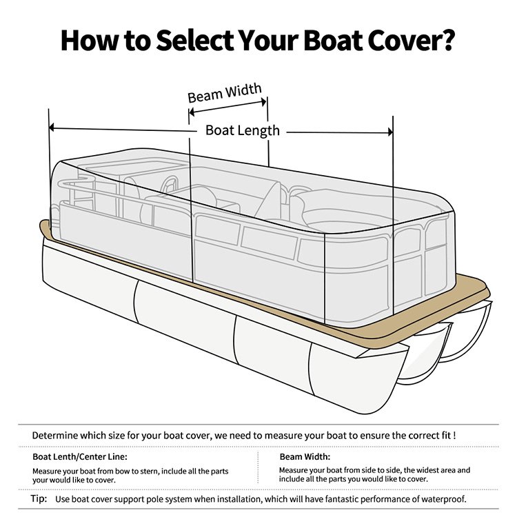 STARRYHEART Waterproof Fishing Pontoon Boat Cover 19ft Dinghy Pontoon Boat Cover