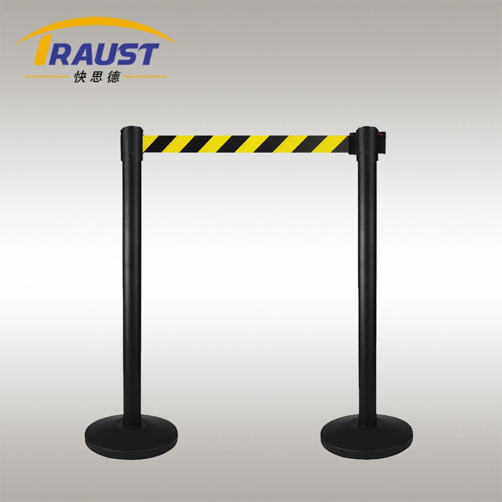 Traust Retractable Road Belt Barrier Stanchion Pole Multicolor Boat Safety Door with Metal Steel Stand Stand Traffic Barriers