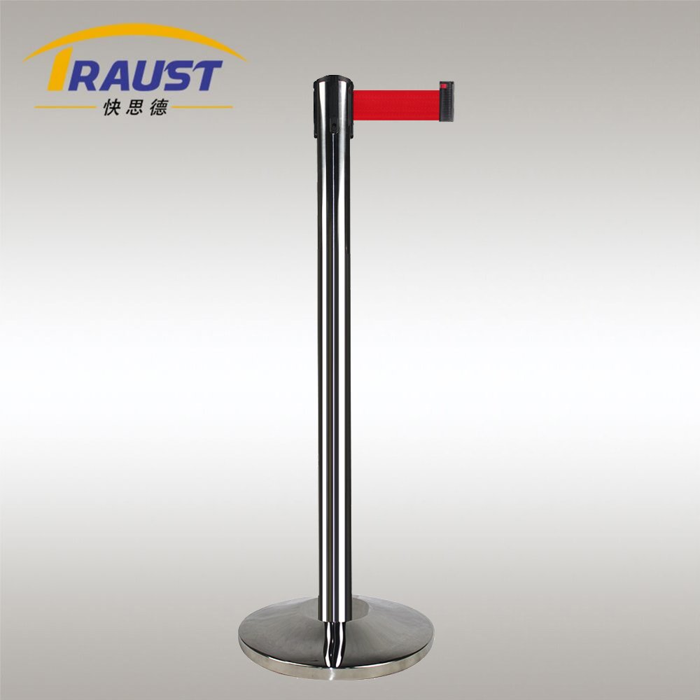 Traust Retractable Road Belt Barrier Stanchion Pole Multicolor Boat Safety Door with Metal Steel Stand Stand Traffic Barriers