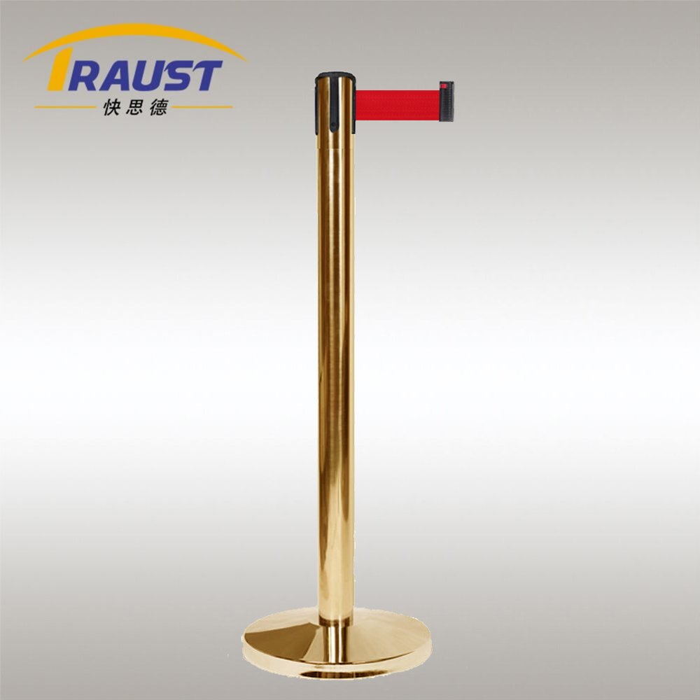 Traust Retractable Road Belt Barrier Stanchion Pole Multicolor Boat Safety Door with Metal Steel Stand Stand Traffic Barriers