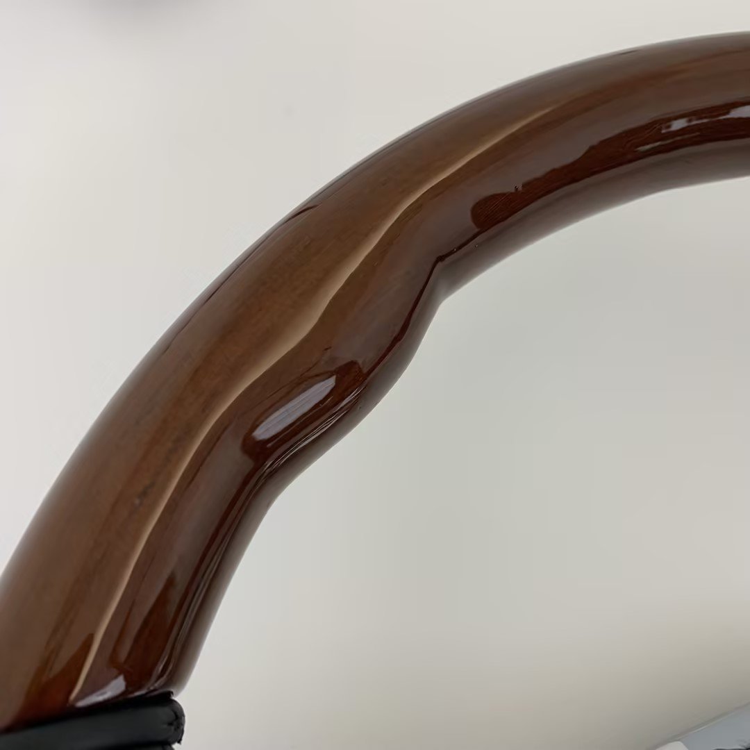 TIYPEOR 350mm Wood Steering Wheel Aluminum Spoke Boat and Car Steering Wheel Universal