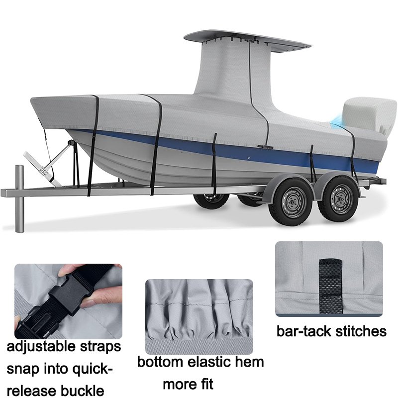 Marine Grade Waterproof 600D Oxford Fabric Durable Uv Resisting All Season Protection Boat Cover