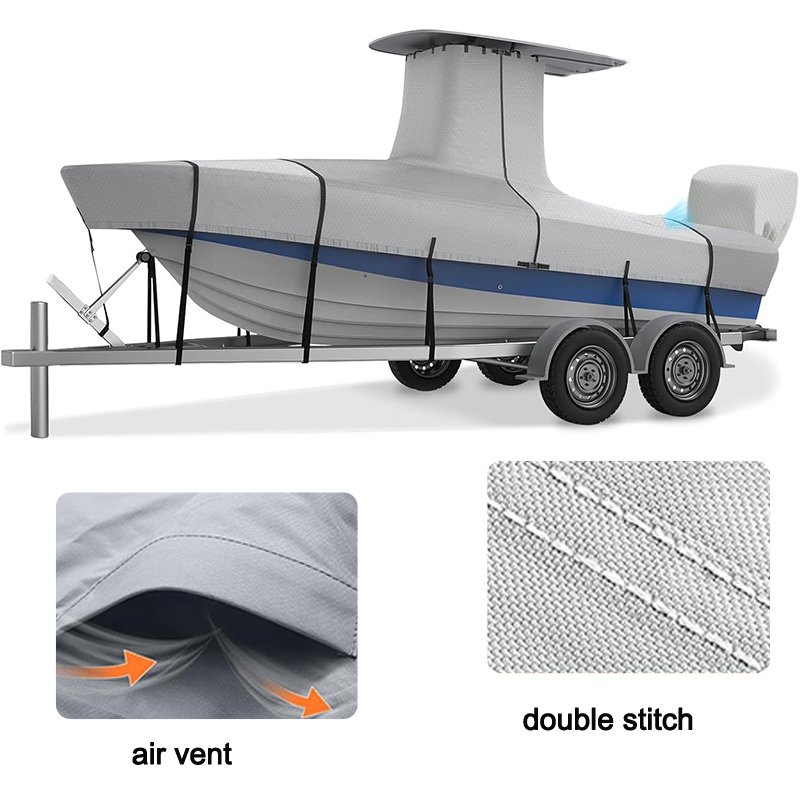 Marine Grade Waterproof 600D Oxford Fabric Durable Uv Resisting All Season Protection Boat Cover