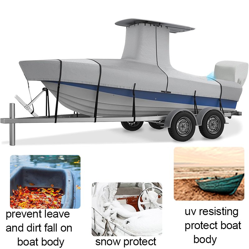 Marine Grade Waterproof 600D Oxford Fabric Durable Uv Resisting All Season Protection Boat Cover