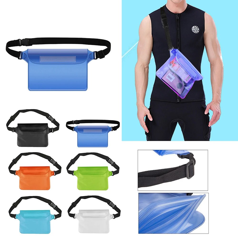 Outdoor Sport PVC Clear Waterproof Kid Girl Men Women Fanny Pack Ladies Beach Waist Pouch Bag for Running Swimming Kayaking