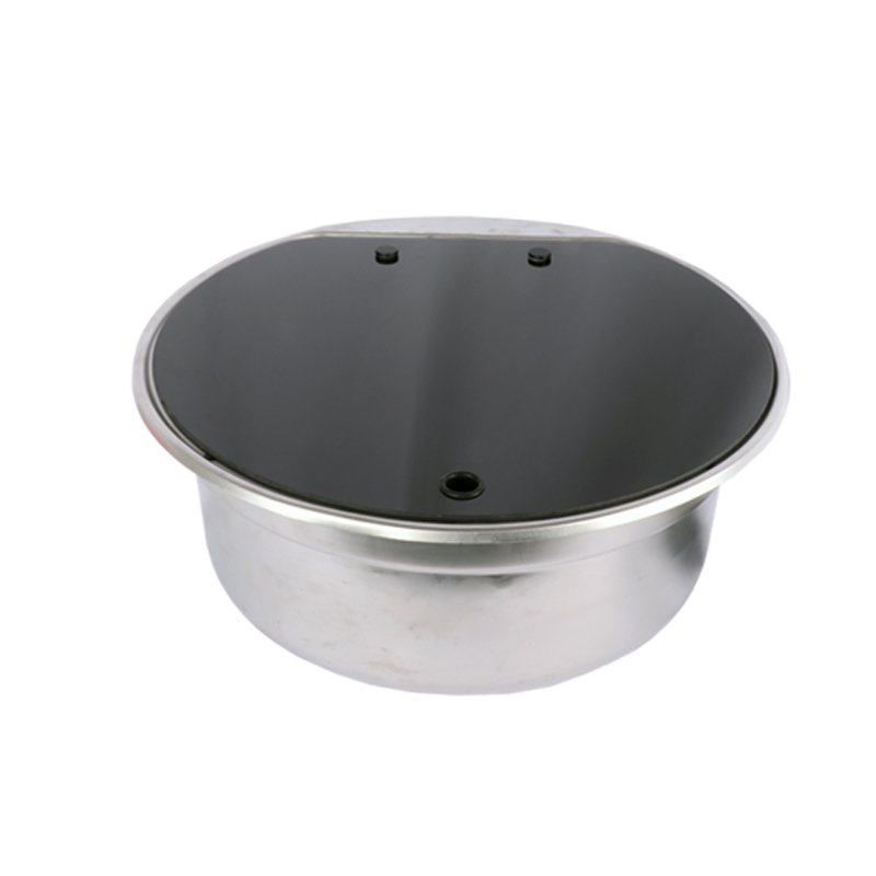 HWHongRV Round Camper Rvs Kitchen Kit Stainless Steel Sink Campervan Tempered Glass Lid Sink, with Foldable Rotating Faucet