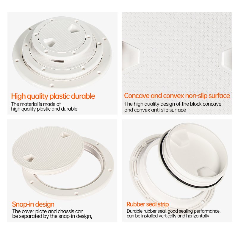 6-Inch ABS Deck Hatch Cover with Screw Out Feature for Marine Boat Supplies