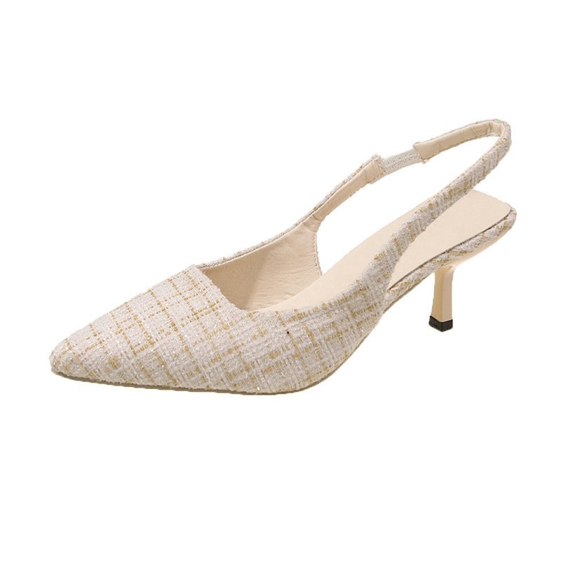Wholesale Summer Women Outerwear High Heeled Bun Women's Thin Heeled Pointed Toe Covers Single Shoes Ladies Sandals