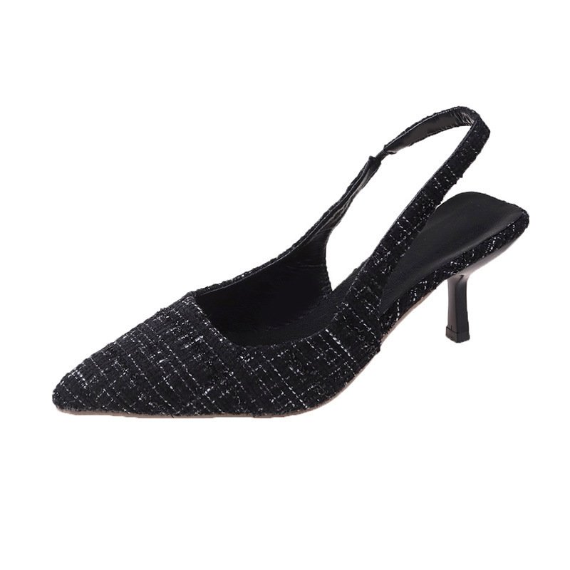 Wholesale Summer Women Outerwear High Heeled Bun Women's Thin Heeled Pointed Toe Covers Single Shoes Ladies Sandals