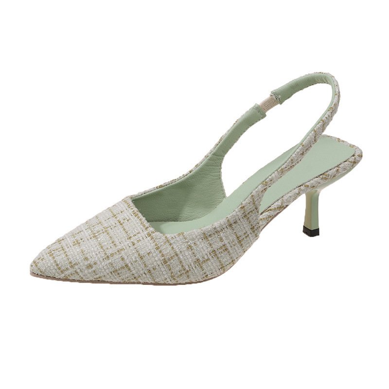 Wholesale Summer Women Outerwear High Heeled Bun Women's Thin Heeled Pointed Toe Covers Single Shoes Ladies Sandals