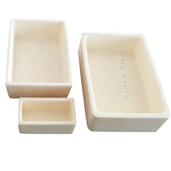 99 Al2o3 Alumina Ceramic Boat Crucible / Rectangular Crucible With Cover