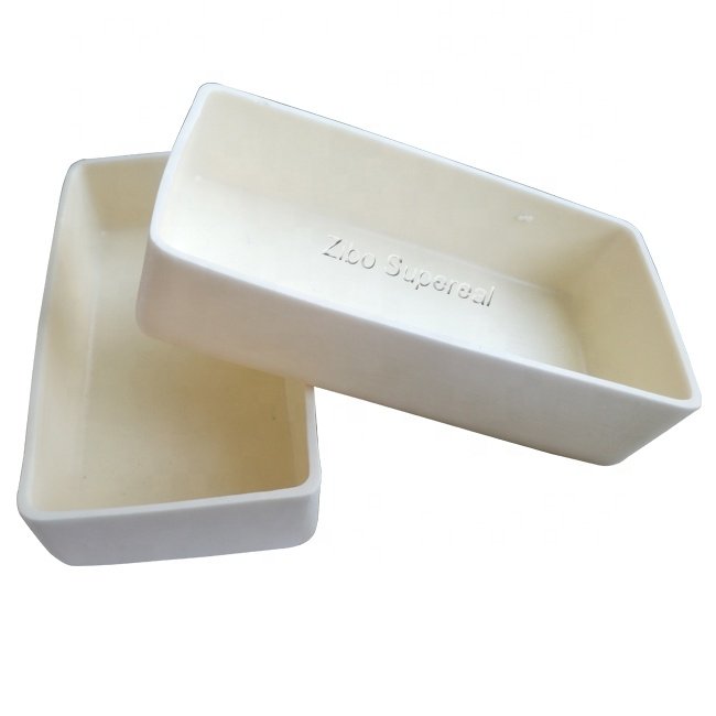 99 Al2o3 Alumina Ceramic Boat Crucible / Rectangular Crucible With Cover