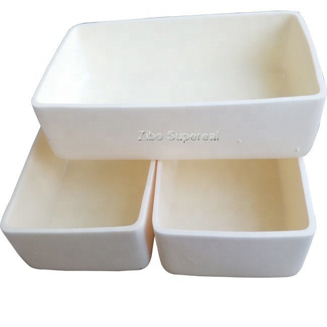 99 Al2o3 Alumina Ceramic Boat Crucible / Rectangular Crucible With Cover