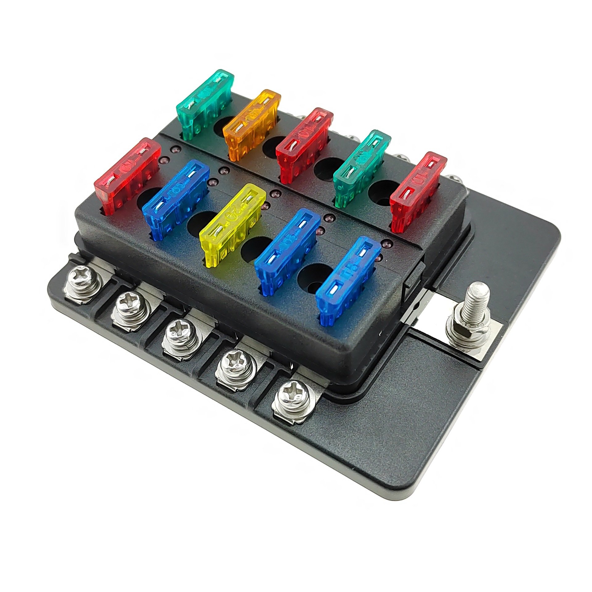 10 Way Fuse Box Blade Fuse Block With LED for Automotive Car Marine Boat