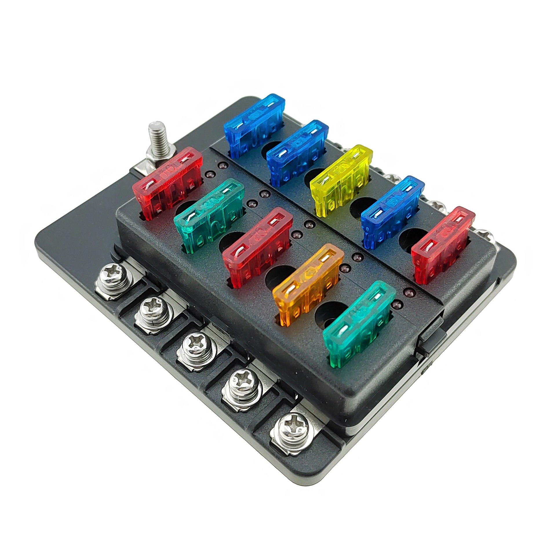 10 Way Fuse Box Blade Fuse Block With LED for Automotive Car Marine Boat