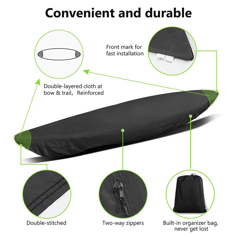 Custom 600d Oxford Cloth Kayak Cover, Upgraded Fully Wrapped Thickened Waterproof Canoe Cover for Indoor and Outdoor Use