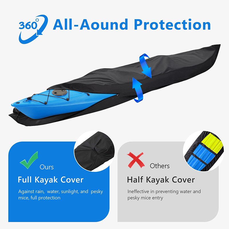 Custom 600d Oxford Cloth Kayak Cover, Upgraded Fully Wrapped Thickened Waterproof Canoe Cover for Indoor and Outdoor Use