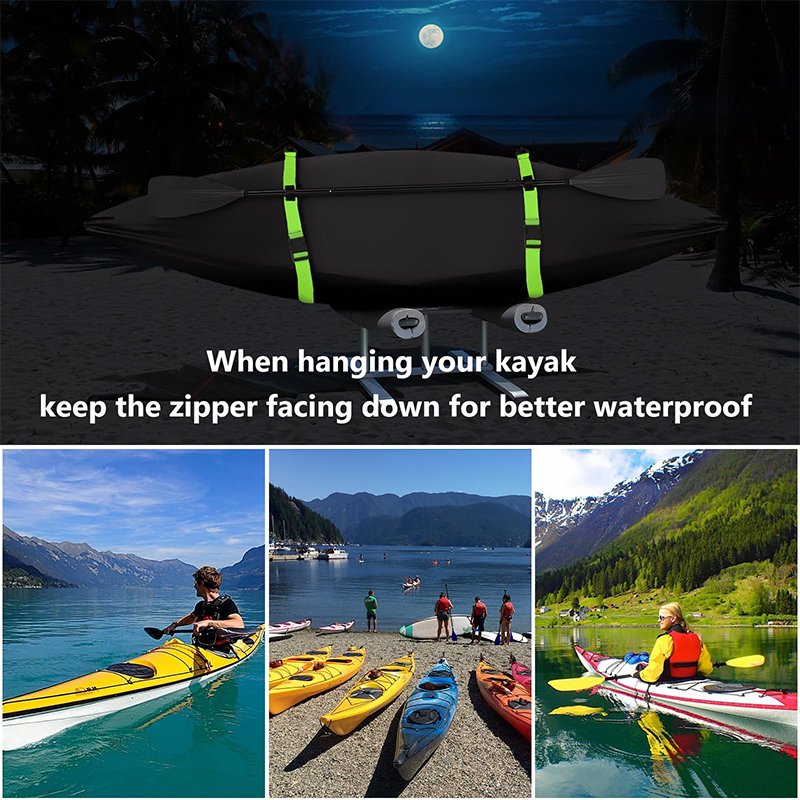 Custom 600d Oxford Cloth Kayak Cover, Upgraded Fully Wrapped Thickened Waterproof Canoe Cover for Indoor and Outdoor Use