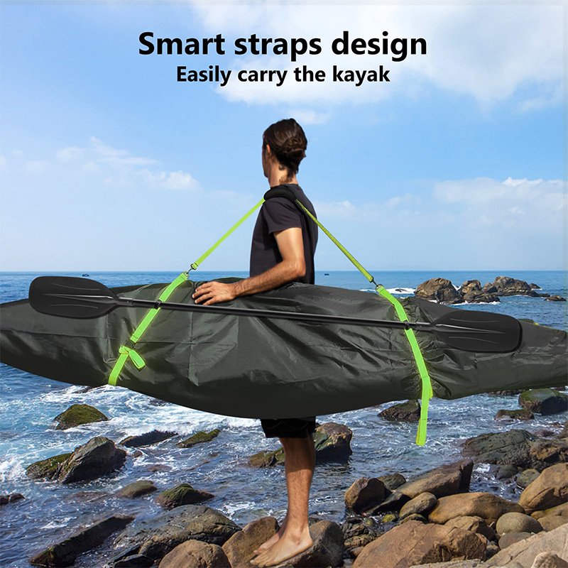 Custom 600d Oxford Cloth Kayak Cover, Upgraded Fully Wrapped Thickened Waterproof Canoe Cover for Indoor and Outdoor Use