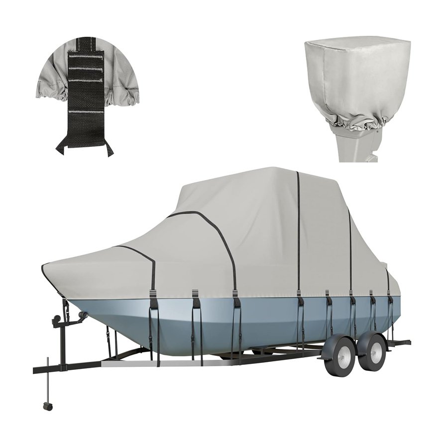 600D Marine Grade Boat Cover For 23-25FT T-Top Center Console Hard Top Boats