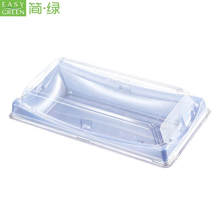 Plastic Sushi Tray with Clear Lid, Disposable Food Containers, to Go Boxes for Sushi, Waffle, Cookie, Fruits, Pastry, Desserts