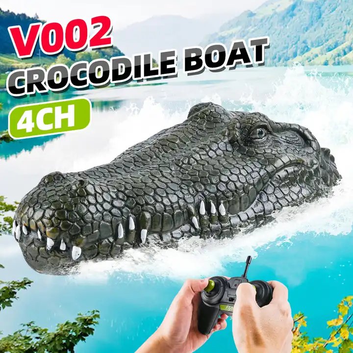 Flytec V002 2 in 1 Simulation Crocodile Head Motion RC Kids Electric Boat Halloween Decorations Spoof Toy