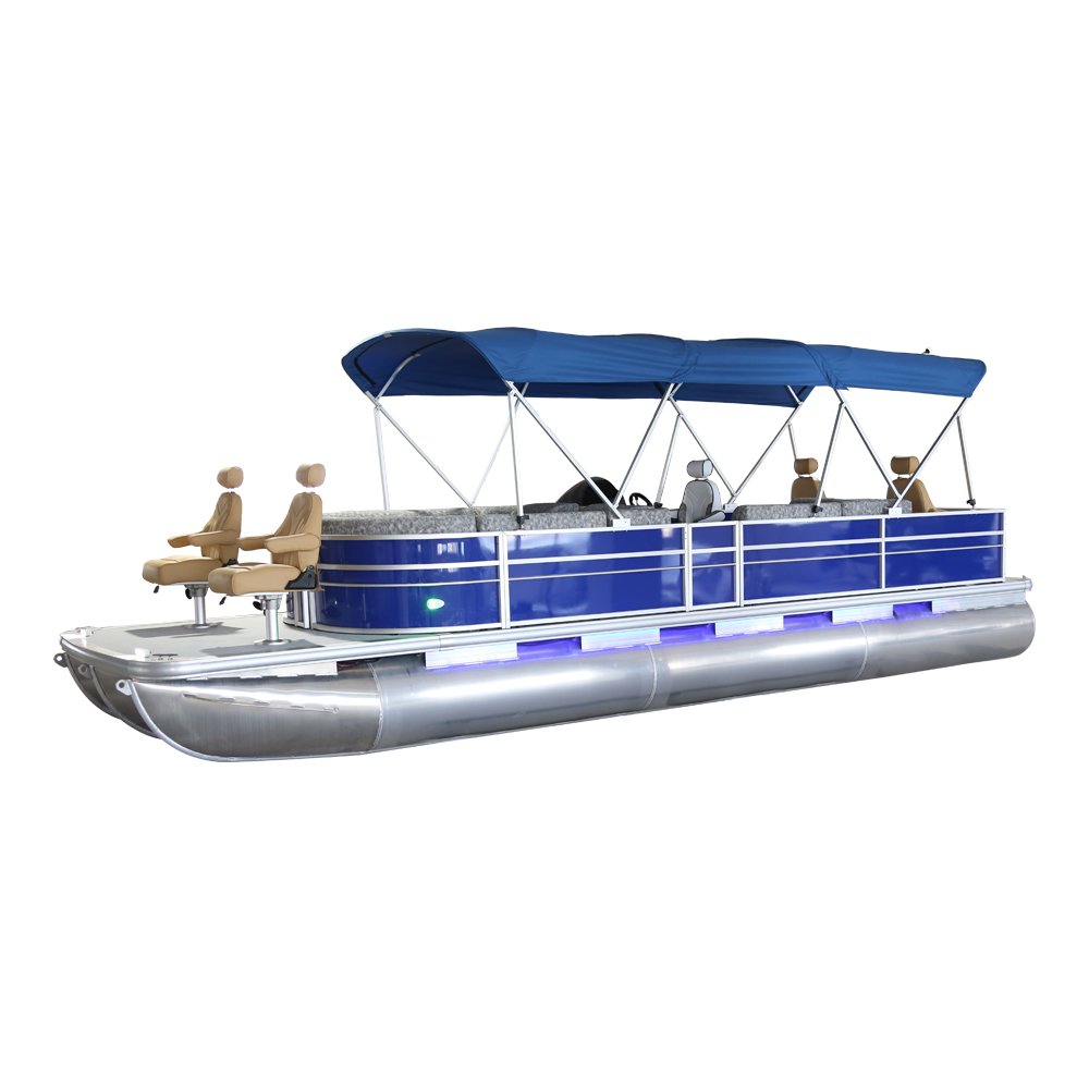 Kinocean 26ft Tri-Tube Aluminum Construction Pontoon Fishing Boat 12-Person Luxury Marine Grade Yacht Series