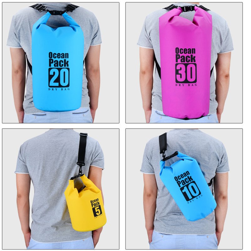 Custom Logo 2L-50L Kayak Dry Bag 500D Waterproof Roll Top Cover Closure for Travel Swimming Boating Camping Beach Activities