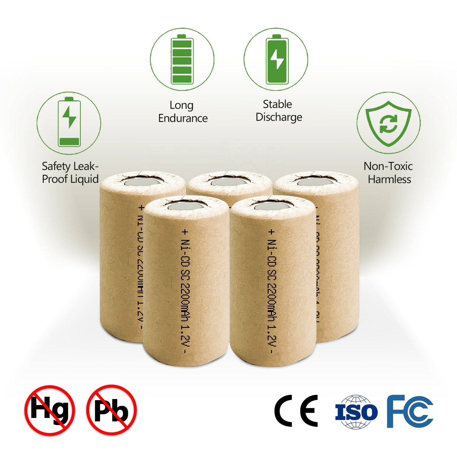 NICD SC 2200MAH 1.2V Nickel Cadmium Battery Batteries Nicd for POWER TOOL