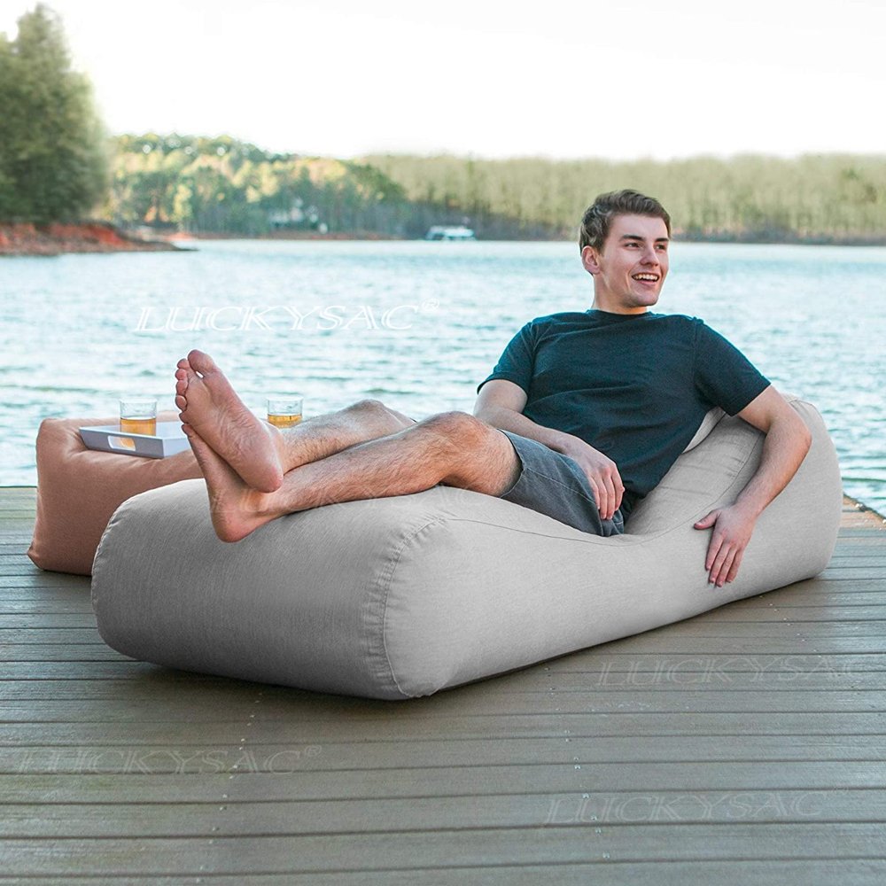 LUCKYSAC Boat Bean Bag Cover Modern Bean Bag Sofa Memory Foam Refill Beanbag Sofa Bed Waterproof Outdoor Bean Bag