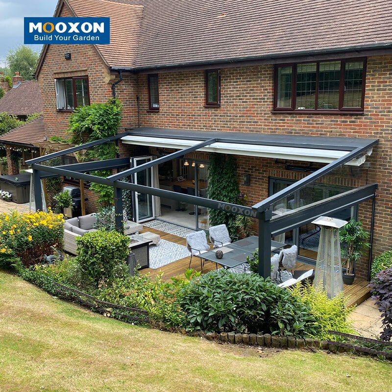 Mooxon Remote Control Outdoor Retractable Pergola Scalable Roof Pvc for Ultimate Convenience