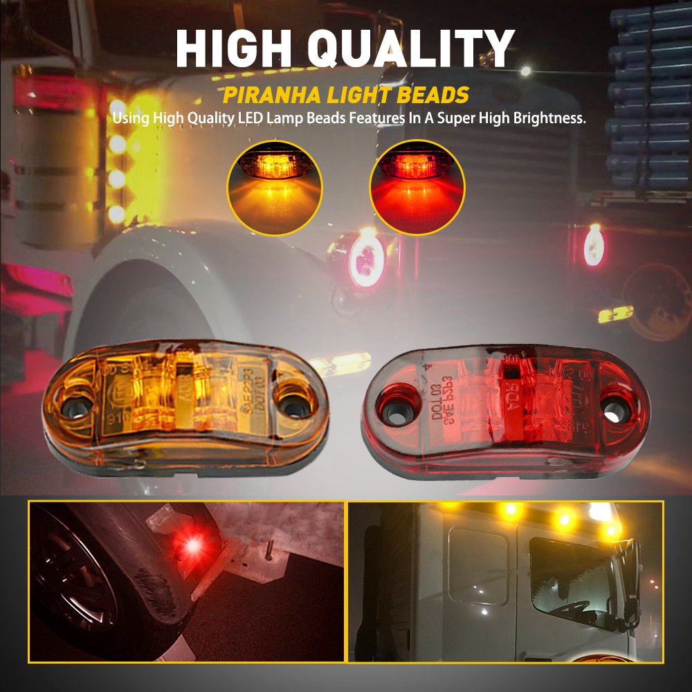 AUXITO Amber Red 2.5" LED Trailer Truck Clearance Marker Side Light for Boat Marine RV