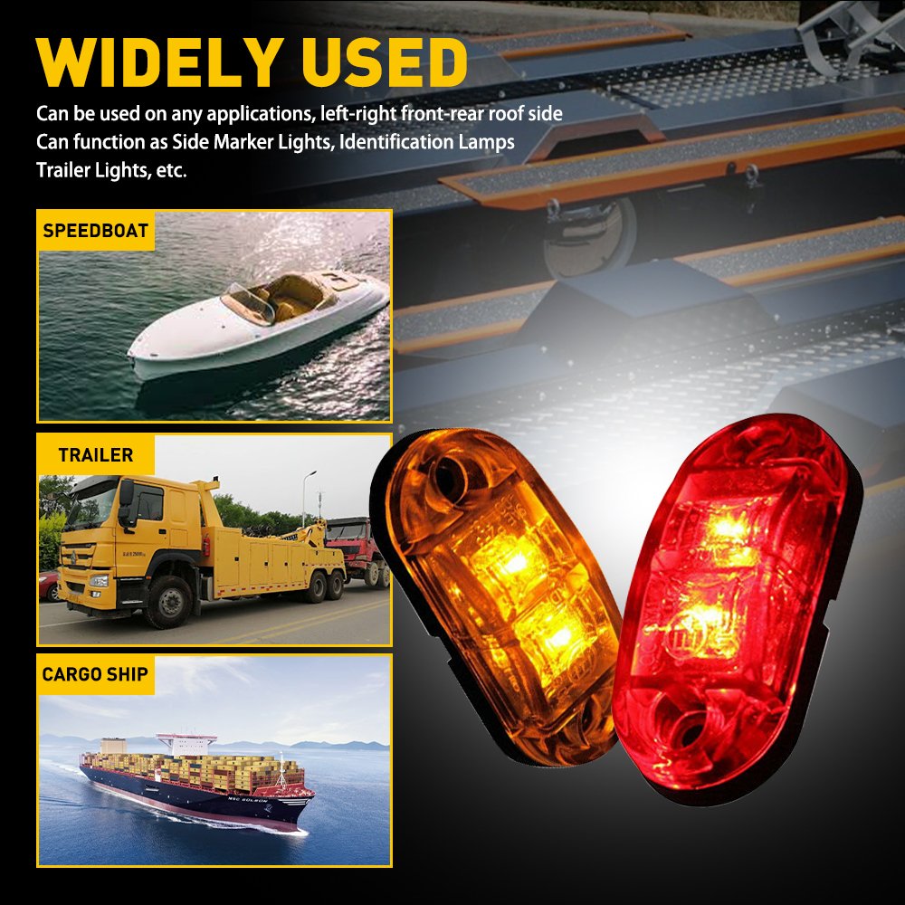 AUXITO Amber Red 2.5" LED Trailer Truck Clearance Marker Side Light for Boat Marine RV