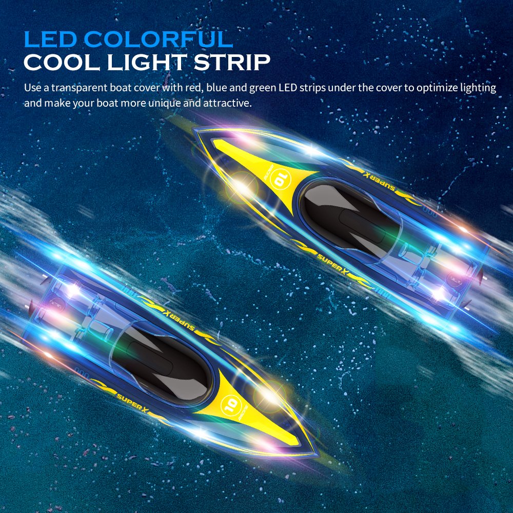 Flytec V555 2.4GHz 15KM/H Racing RC Boat With Transparent Cover and Bright LED Light Effect Yacht for Lakes Pool Kids Toy