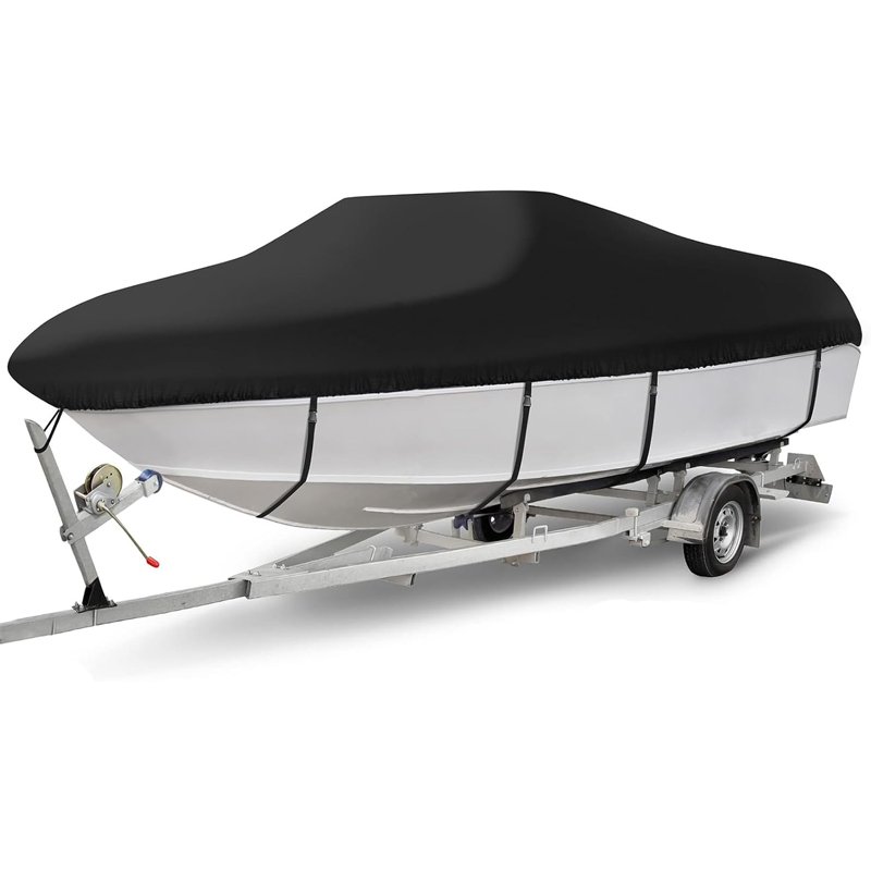 Boat Cover 17-19ft with Motor Cover,Waterproof 900D Heavy Duty Marine Canvas Trailerable Boat Covers