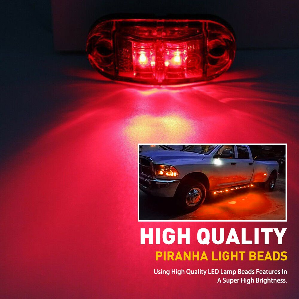 AUXITO 10Pcs 2.5 Inch LED Trailer Lights Waterproof LED Trailer Side Marker Lights Oval Signal Running Lights for Truck Boat RV