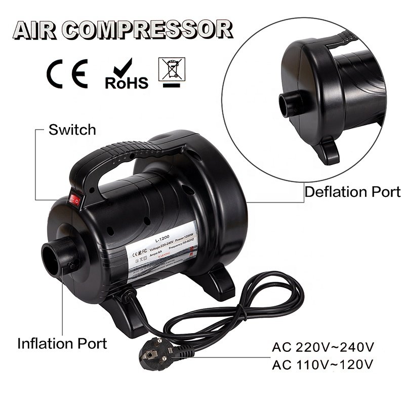 1200W Fast Inflating Deflating Electric Inflatable Air Pump Sealed Inflatables Boats Balloon Water Toys Air Track Tent Blower