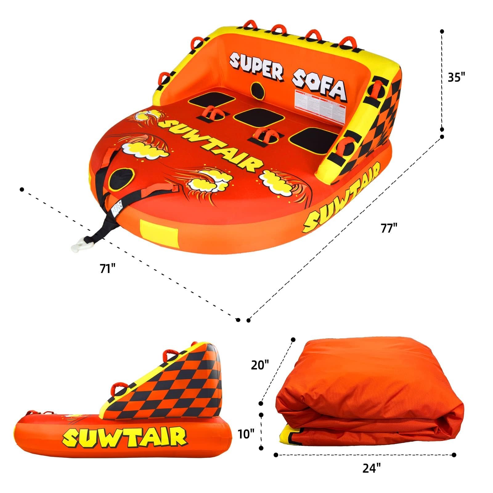 Customized Inflatable Towable Water Sports Water Tube Boat 4 Rider Water Jet Ski Sports Inflatable Towing Sofa Towable Tube