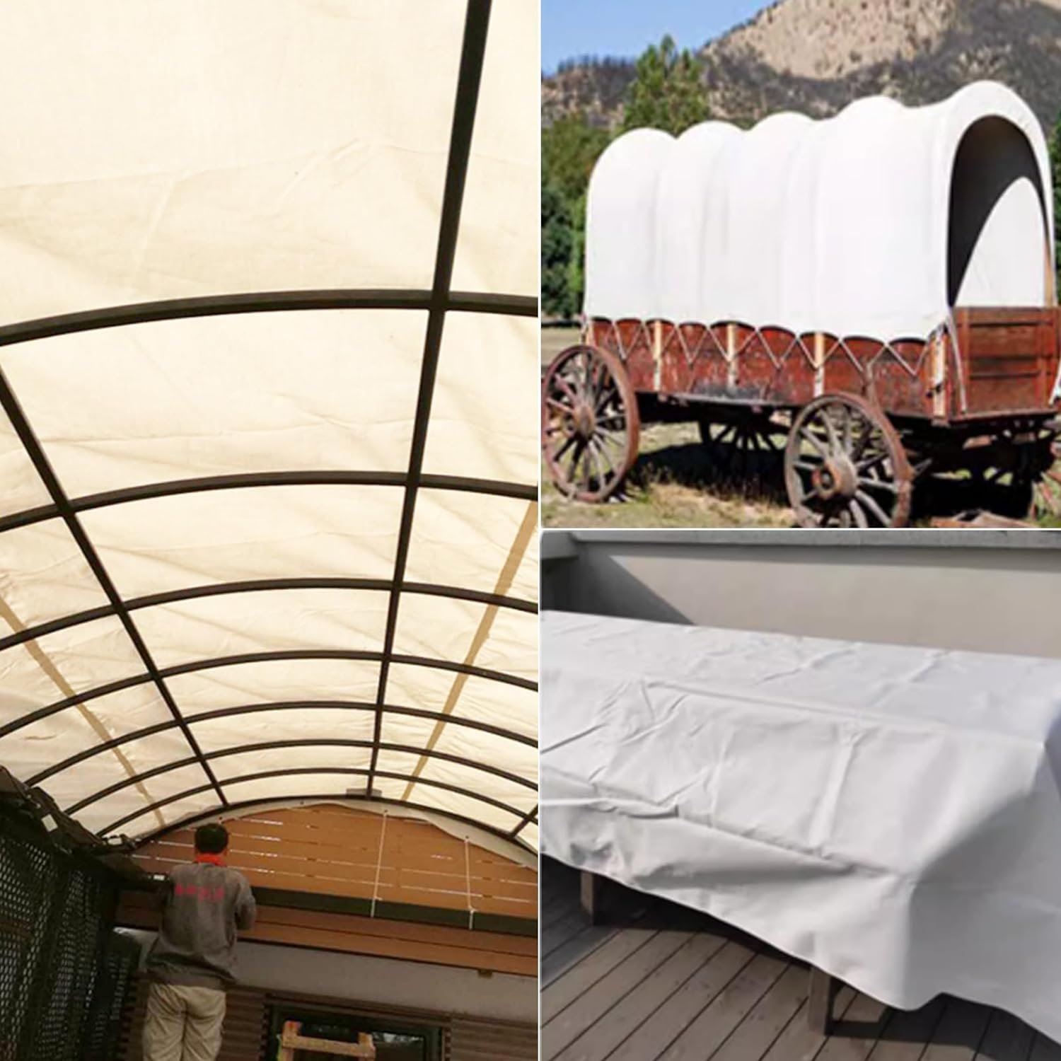 1000GSM White Tarp Canvas Heavy-Duty Protection/Coverage Tarp, Superior Weave for Greater Longevity Multi-Use, Waterproof