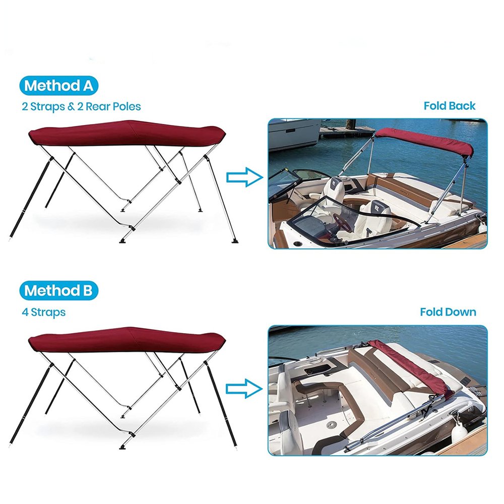 Quick Release 600D Marine Grade Waterproof Sun Shade Boat Canopy Bimini Top Boat Shade Canopy Boat Bow Shade Bimini Roof