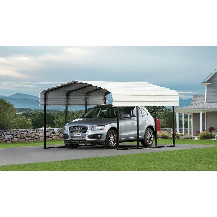 Carport With Galvanized Steel Roof Heavy Duty Metal Carport Canopy Outdoor Garage Car Shelter Shade for Car Boats and Truck