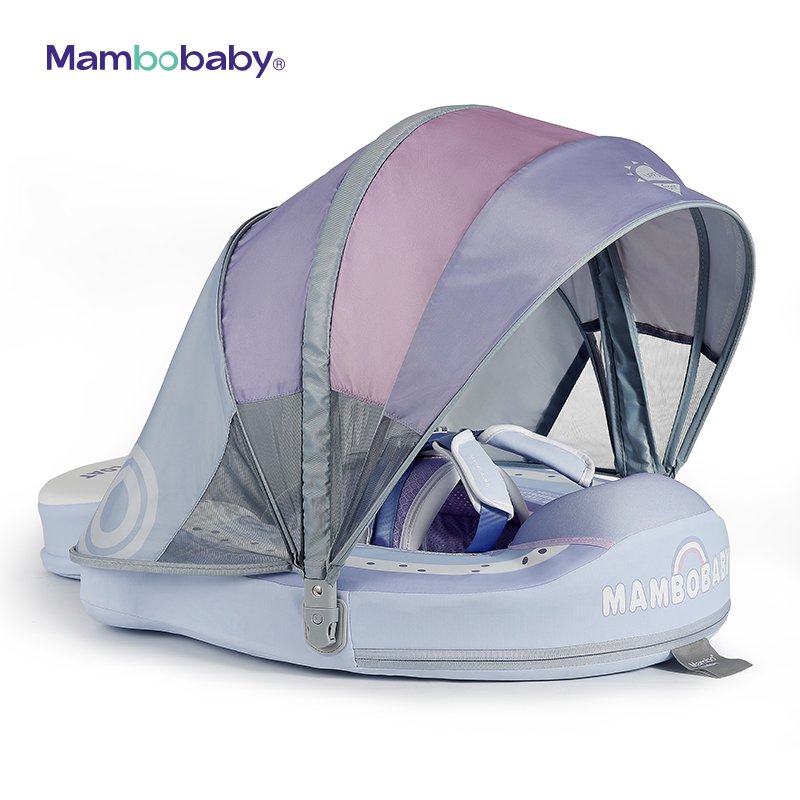 Rainbow Chest Float With Canopy for Kids From 3-24months Mambobaby air Free Baby Float Wonderful Rainbow Swimming Ring