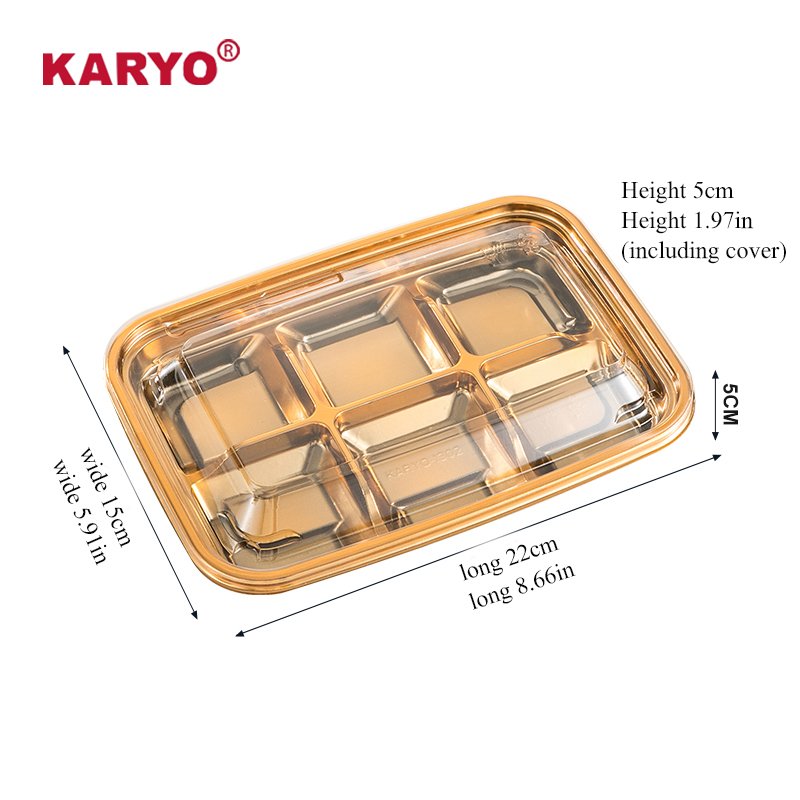 1302 Food Cookie Round Gold Sushi Container Boat Square Sealable PET/PS Price Black Takeaway Recyclable Plastic Tray with Lid