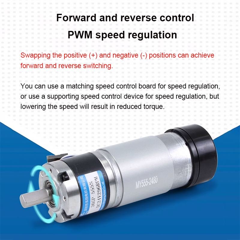 100KG DC Reduction Motor 12v 24v 36-555S Planetary Gear Encoder with Rear Cover, Large Torque Speed Regulation, Small Motor