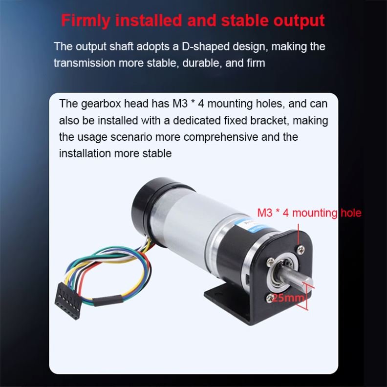100KG DC Reduction Motor 12v 24v 36-555S Planetary Gear Encoder with Rear Cover, Large Torque Speed Regulation, Small Motor