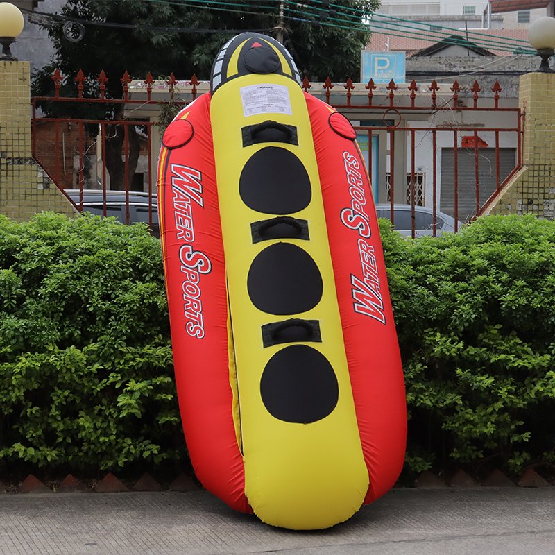 On Stock Heavy-Duty Inflatable Towable Booster Tubes, 3 Person Banana Towable Water Tube for Boat to Pull, 840D Nylon Cover Tube